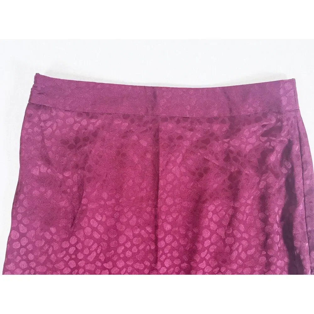 QED London Whimsigoth Satin Lace Trim Midi Pencil Skirt Size 6 Purple Y2K Glam